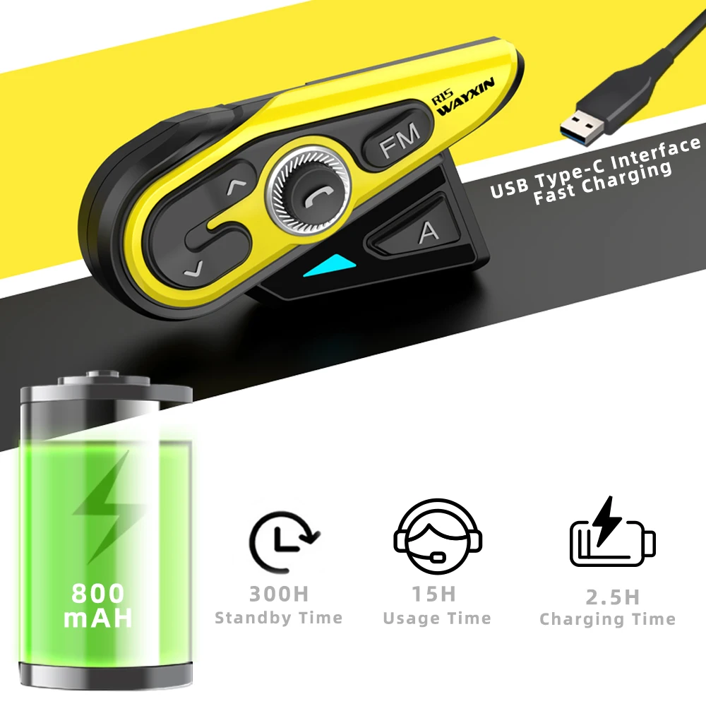 WAYXIN 1200 м Bluetooth Интерком мотоциклетный шлем гарнитуры 2 Rider BT беспроводной интерком