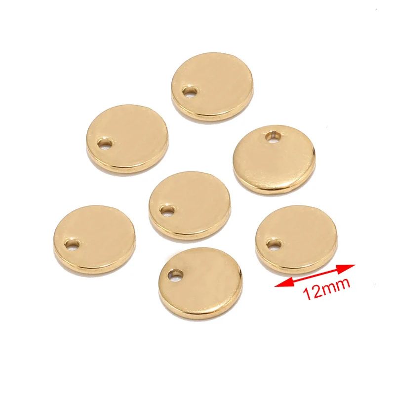 12mm Gold 304 нержавеющая сталь монета из розового золота диск Шарм круглые штамповки Пустые бирки Металл для изготовления бижутерии поставка 8 мм/10 мм - Окраска металла: 12mm Gold