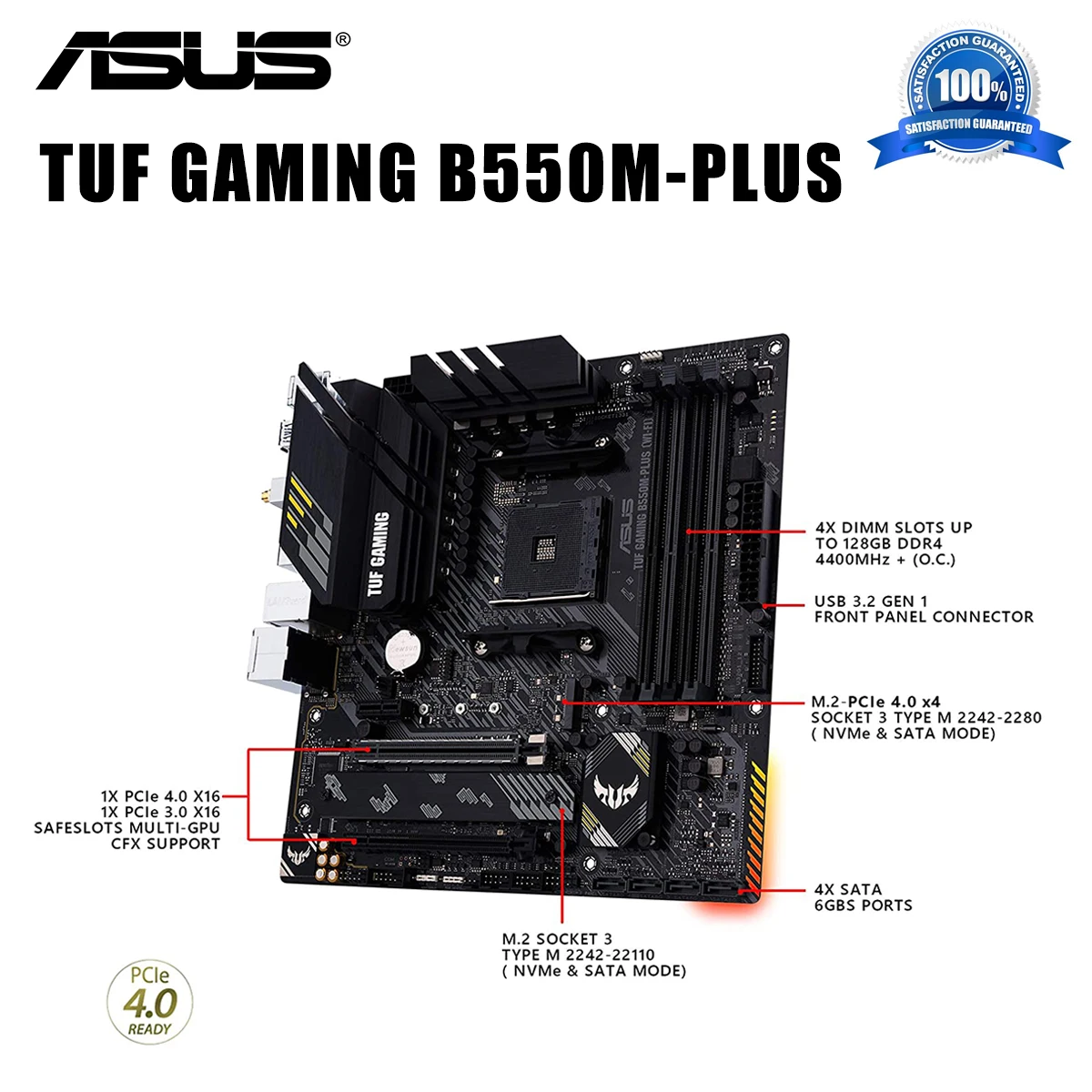 Günstig Buchse AM4 Asus TUF GAMING B550M-PLUS Motherboard DDR4 128GB PCI-E 4,0 M.2 AMD Ryzen Cpu Overlocking AMD B550 Placa-Mãe AM4 Neue