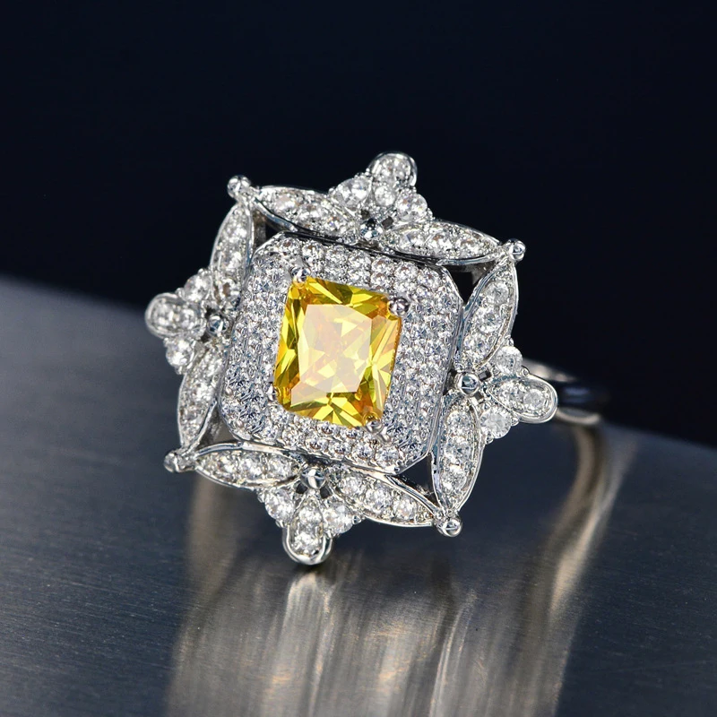 Style 2 Роскошные 925 anillos серебряное цитриновое белое топаз Свадебные Коктейльные Вечерние кольца для женщин AAAA циркониевое кольцо ювелирные изделия - Цвет камня: Style 2