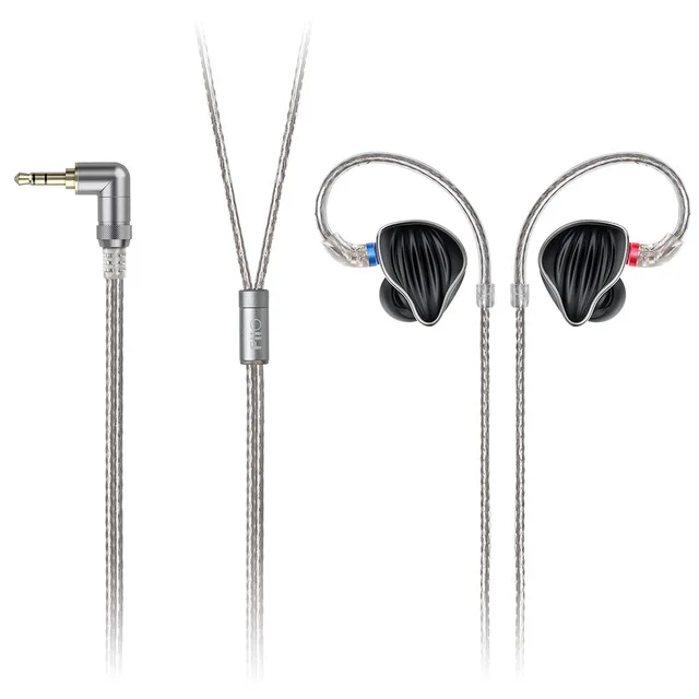 FiiO FH5 Quad Driver Hybrid HIFI наушники-вкладыши мониторы наушники с Ноулз сбалансированная арматура драйверы съемный кабель MMCX - Цвет: Черный