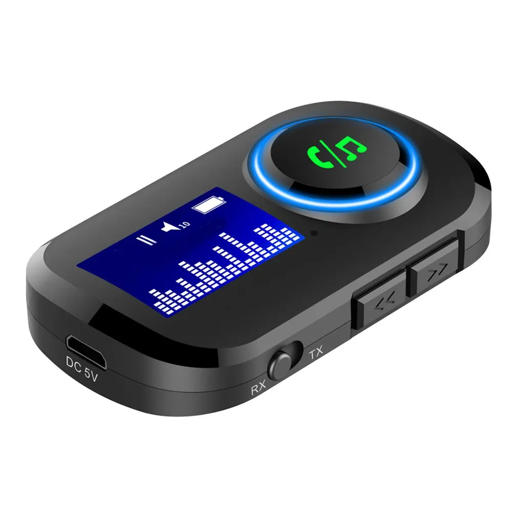 

T5 Wireless Receiver And Transmitter Combo With Display Built-in Battery 3.5mm Audio Wireless Adapter 5.0