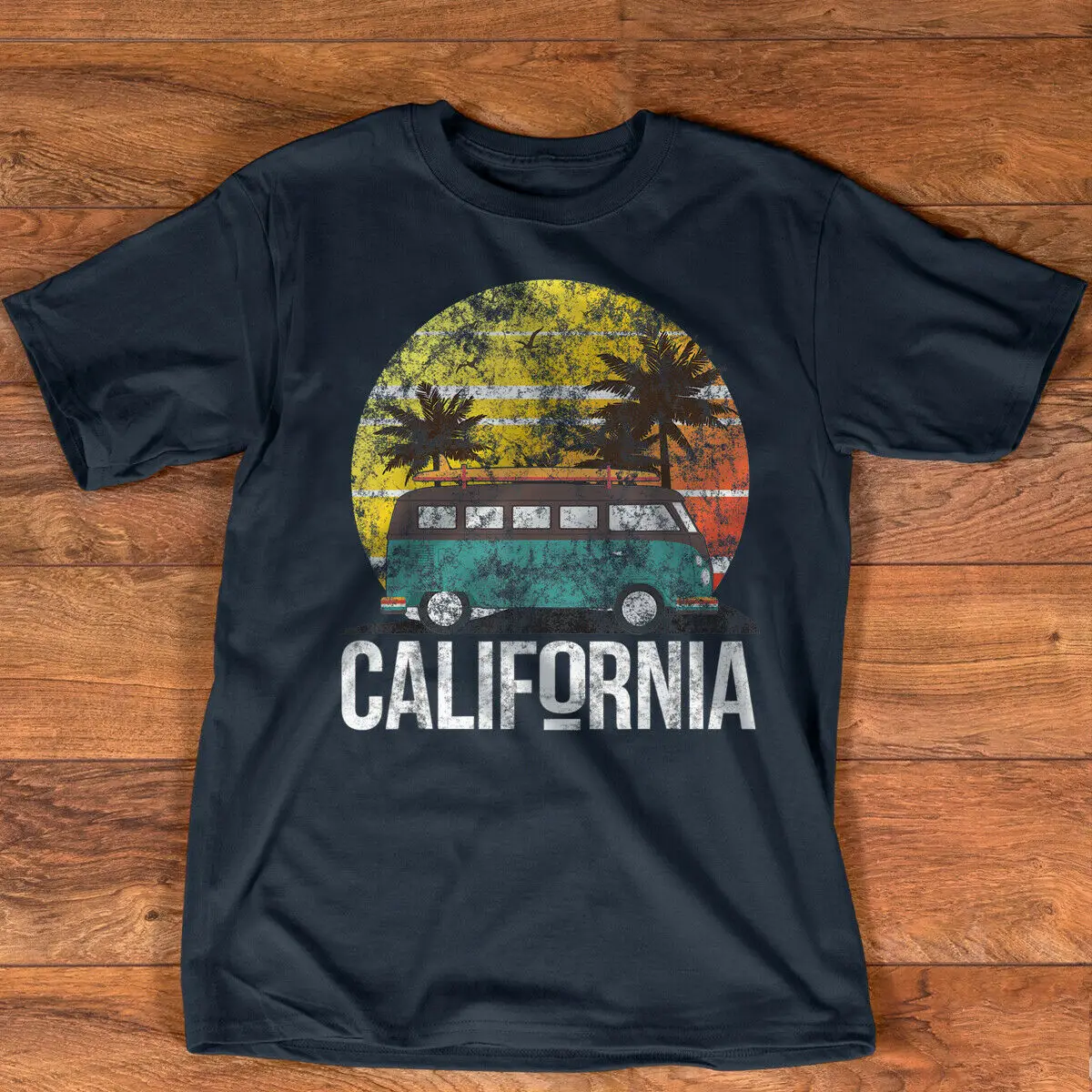 Футболка для серфинга в стиле ретро Калифорния винтажный фургон серфер