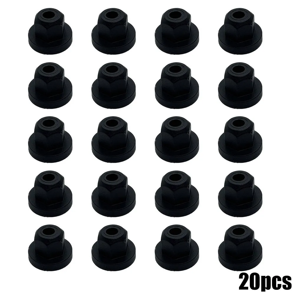 

For BMW Plastic Nut With Ring 20pcs/Set 4.5mm Hole BlackNylon E46 E60 E61 E65
