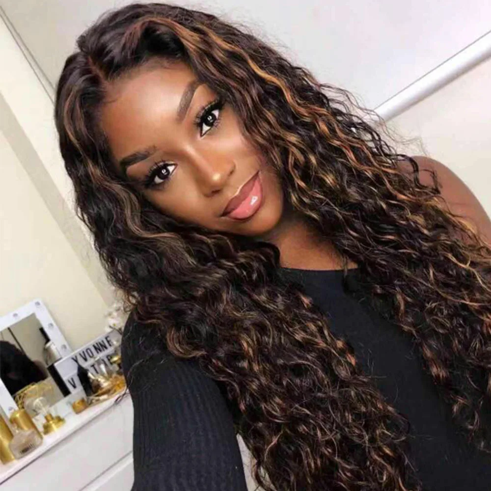 

Hd Transparent Lace Wig Highlight Lace Front Human Hair Invisible Lace Front Wigs Malaysian Curly Wig 13*6 Deep Part Aimoonsa