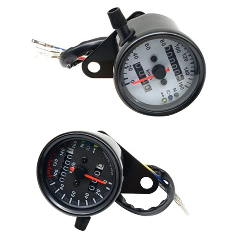 

Motorcycle Universal Speedometer Odometer 12V Dual Speed Meter with LED Indicator Speedometer