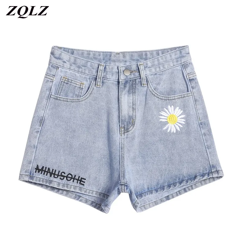 ZQLZ летние женские джинсовые шорты с вышивкой новинка 2021 повседневные свободные