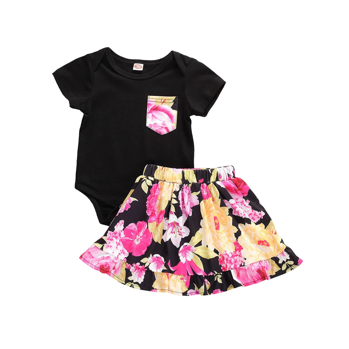 Летняя одежда для маленьких девочек 2020 года комплекты с карманами боди мини юбка