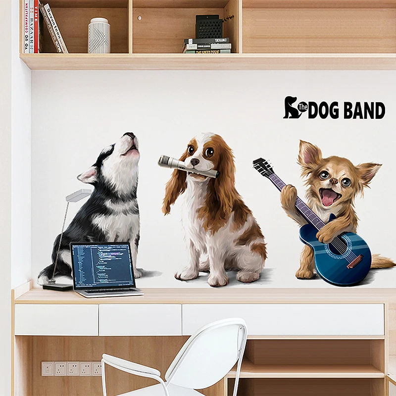 

Creative Cartoon Cute Dog Wall Stickers For Kids Rooms Boy Bedroom Wall Decor Self Adhesive Stickers Pet Shop Decoration Home