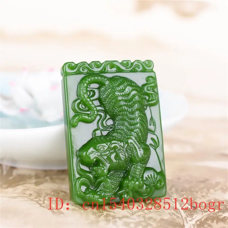 

Подвеска из зеленого нефрита с тигром, модные подарки, ювелирные изделия, Амулет из нефрита, натуральное резное ожерелье, китайская подвеск...