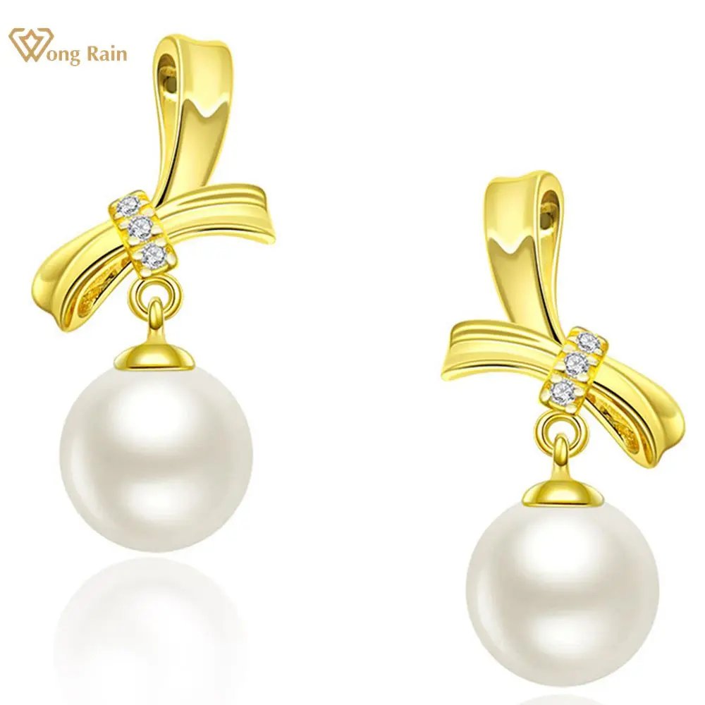 

Wong Rain 925 Sterling Silver Created Moissanite Natural Freshwater Pearls Gemstone Drop Dangle Earrings Fine Jewelry Wholesale