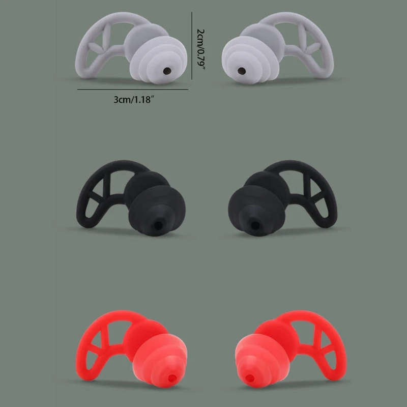 

Pack of 2 Reusable Silicone Earplugs Noise Cancelling Sound Blocking Reduction
