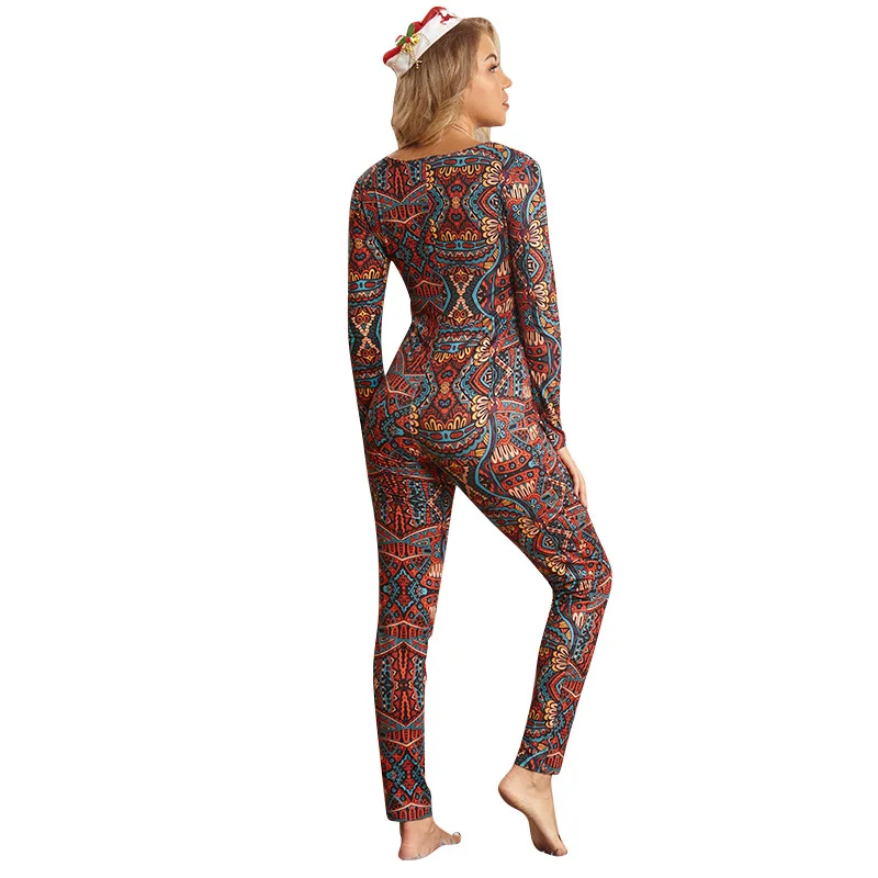 

20882 Manufacturers Direct Selling Cross Border Knitted Printed Slim Fit Christmas Home Furnishing Large Size WOMEN'S Overall