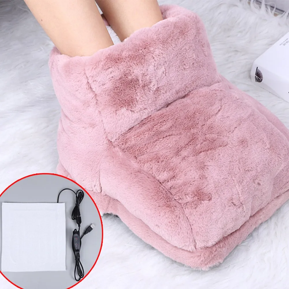 Теплые тапочки с электрическим подогревом для ног Зимние удобные теплые