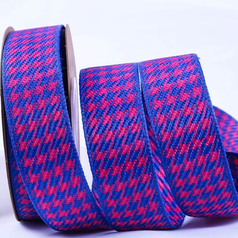 blue-rose red 40mm 10 ярдов/набор лента Diy бант аксессуары для волос упаковка букета лента одежда Подарочная коробка декоративный плед хлопок пояс - Цвет: blue-rose red 40mm