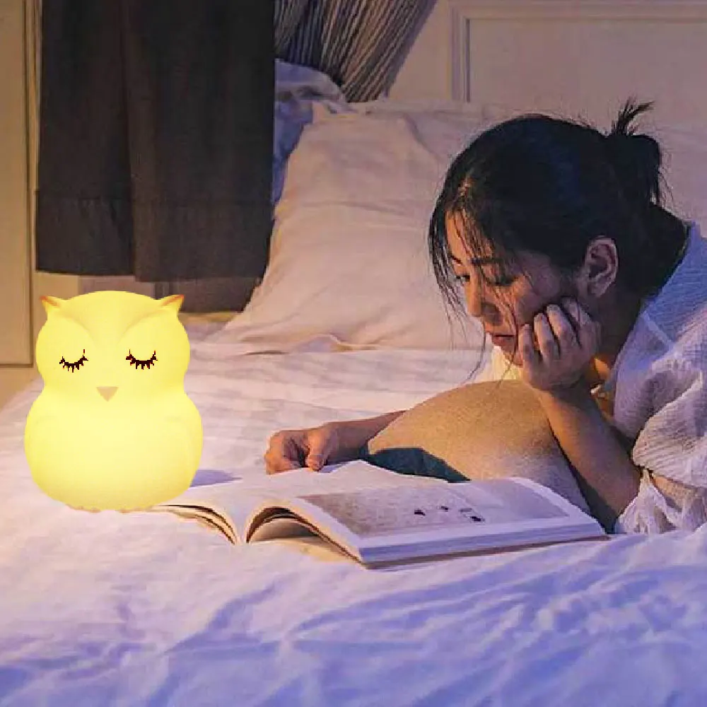 Светодиодный ночсветильник в виде совы силиконовая лампа с сенсорным