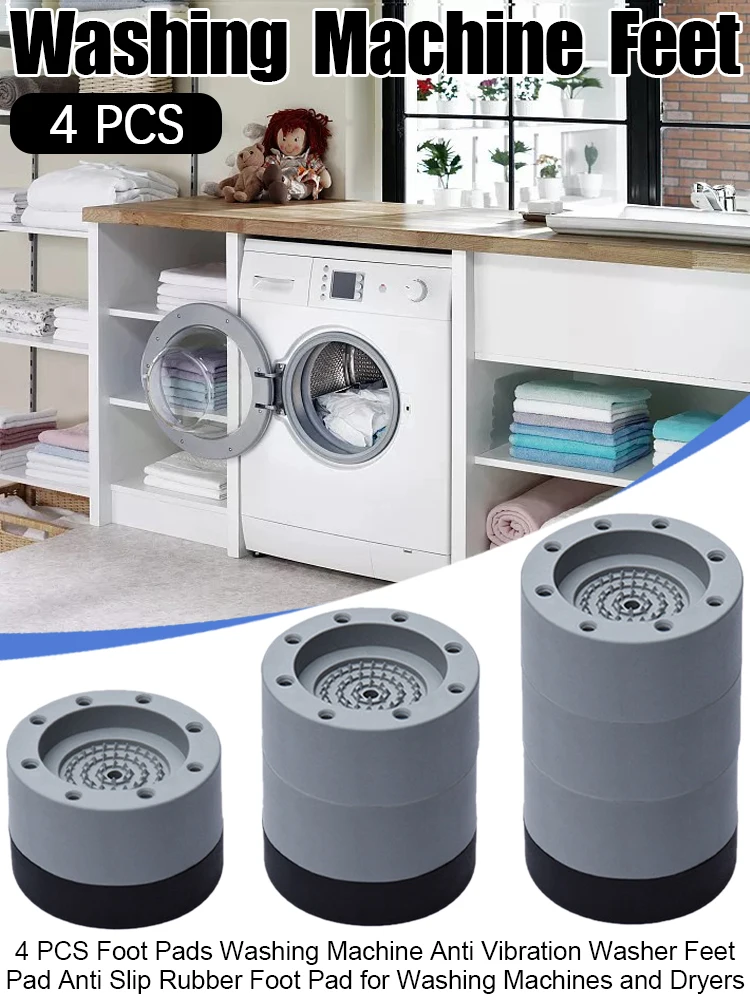 

4 PCS Foot Pads Washing Machine Anti Vibration Washer Feet Pad Anti Slip Rubber Foot Pad for Washing Machines and Dryers