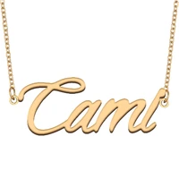 cami name necklace for women stainless steel jewelry 18k gold plated nameplate pendant femme mother girlfriend gift