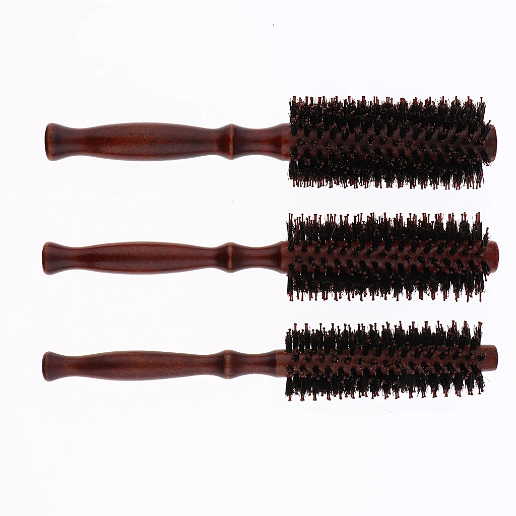 

Anti-Static Round Hairbrush Hair Curling Styling Blow Dry Rolled Brush Comb Dark Brown