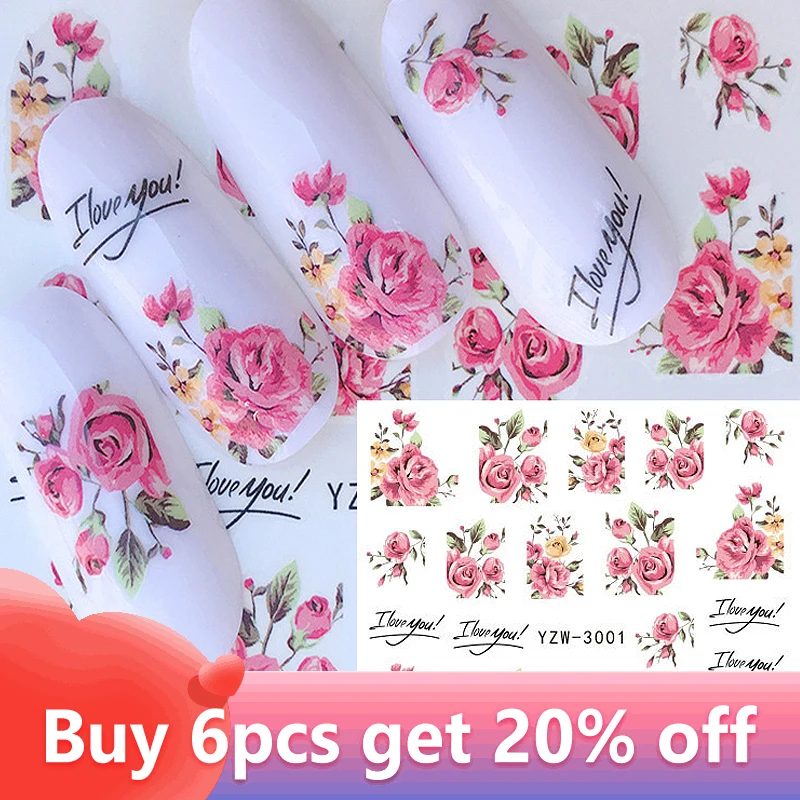 

Flower Graffiti Water Nail Sticker Set Ink Blooming Floral Leaf Nail Art Design Polish Manicure Decoration Sliders