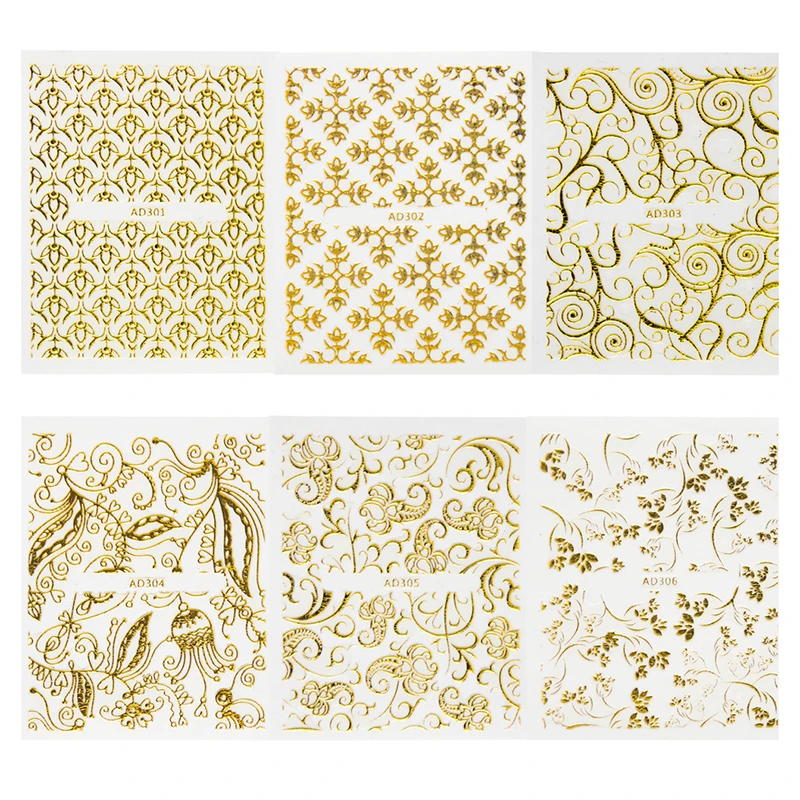 20pcs Water Nail Sticker Gold Flower Vine Diamond Necklace Art Decals Sets | Красота и здоровье
