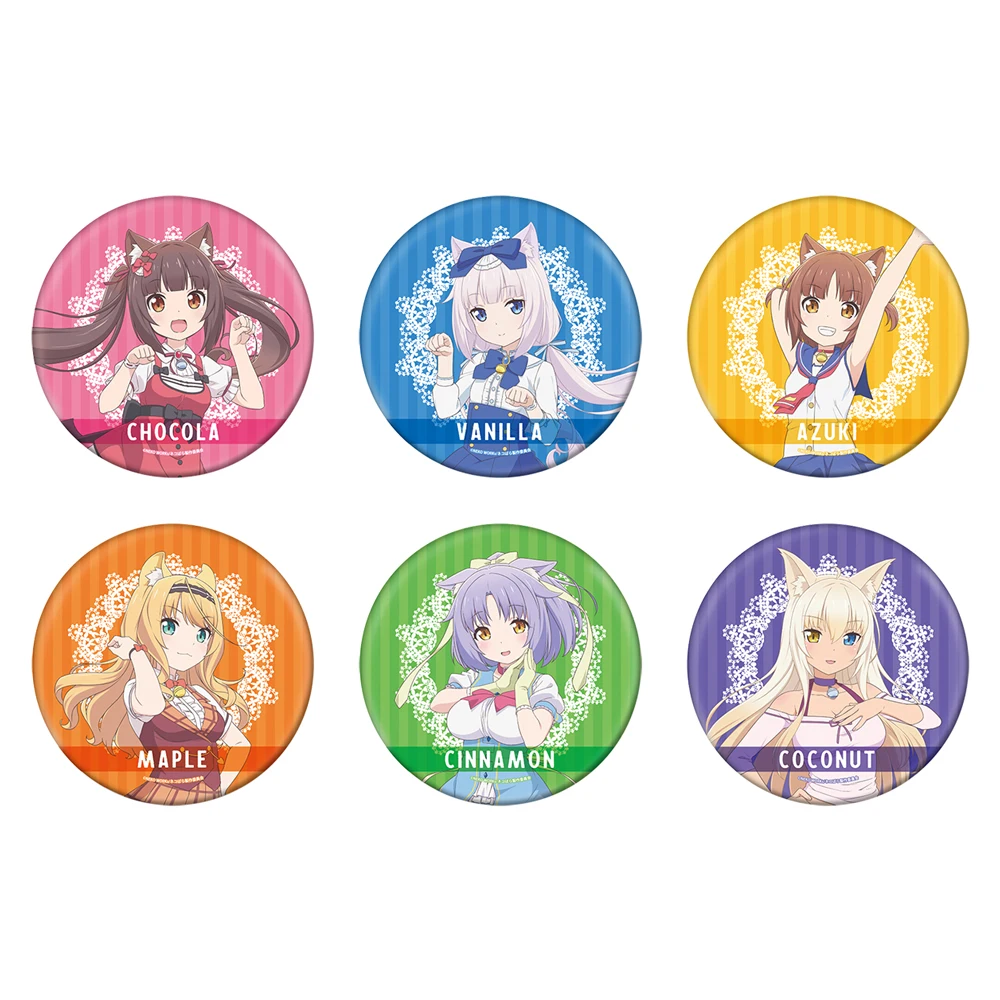 NEKOPARA Anime Game Badge Chocola Vanilla Cinnamon Maple Coconut Azuki Metal Badge Brooch Pins