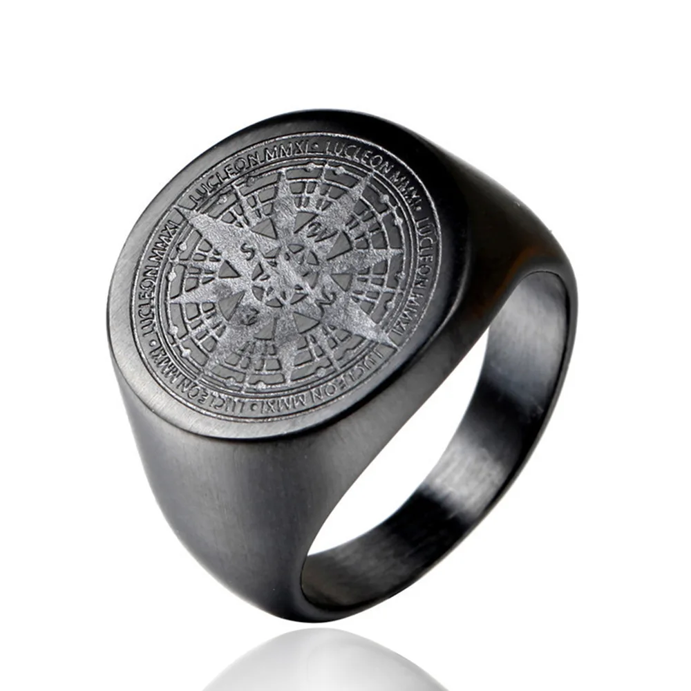 

Retro Stainless Steel Compass Ring Personalized Men's Hip Hop Party Ring Steam Gothic Motorcyclist Jewelry Accessories