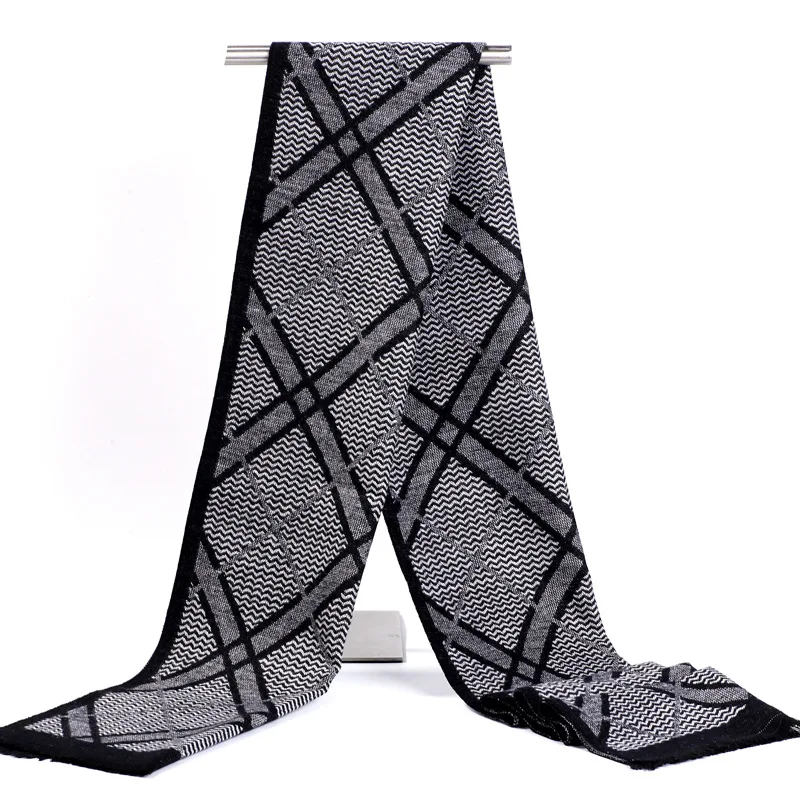 

High-end Man Imitation Cashmere Scarves Pashmina All-match Winter Scarf Plaid Striped Jacquard Upset To Keep Warm Neckerchief