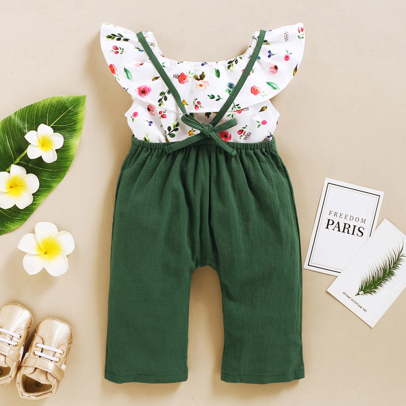 

2020-11-12 Lioraitiin 2Pcs Set 1-6Years Toddler Baby Girl Summer Fashion Clothing Off Shoulder Floral Printed Top Solid Pants
