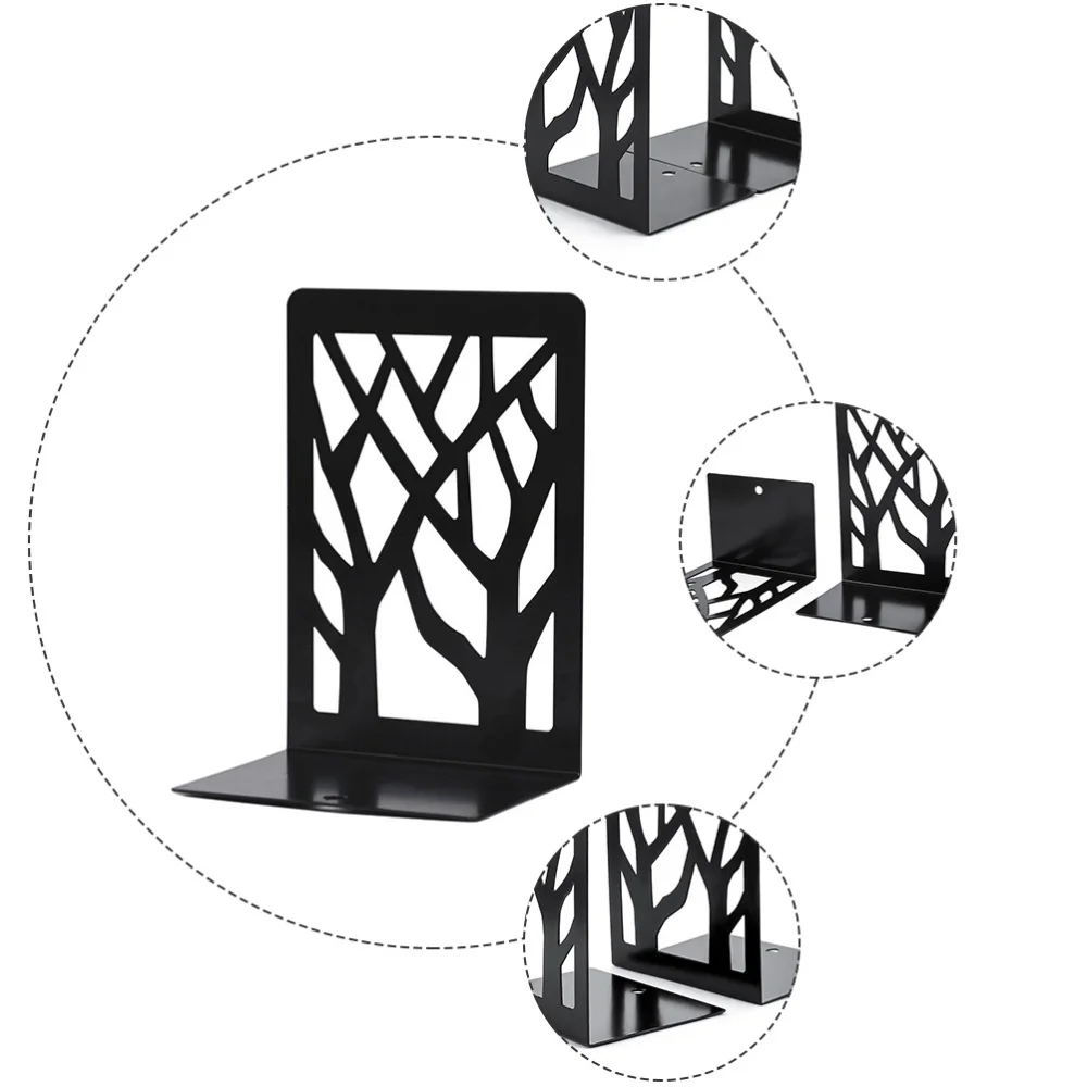 

6Pcs Metal Bookends Simple Book Ends Desktop Magazines Stand Organizer