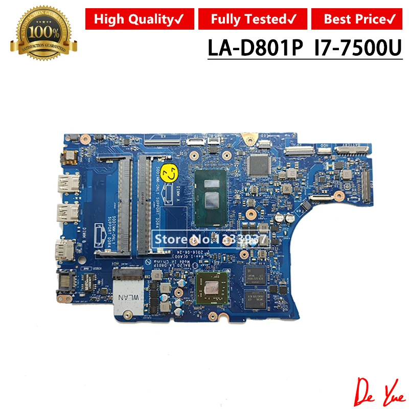 

For Dell Inspiron 15-5567 5567 Laptop Motherboard BAL20 LA-D801P CN-0KFWK9 KFWK9 0KFWK9 CN-0CV3V4 0CV3V4 CV3V4 DDR4 i7-7500U CPU