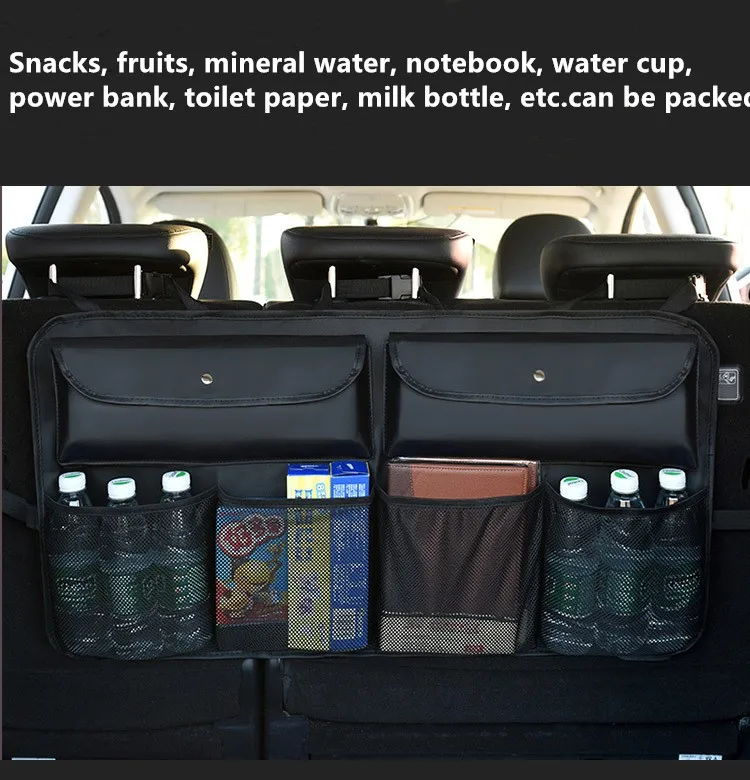 Beste Auto Achterbank Opbergtas Multi Opknoping Netten Lederen Pocket Trunk Bag Organizer Auto Opbergen Opruimen Interieur Accessoires
