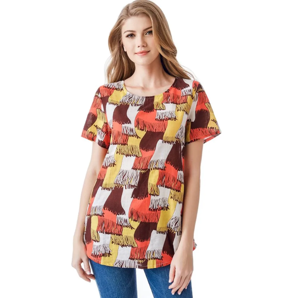 Женская хлопковая Футболка с цветочным принтом летняя повседневная футболка