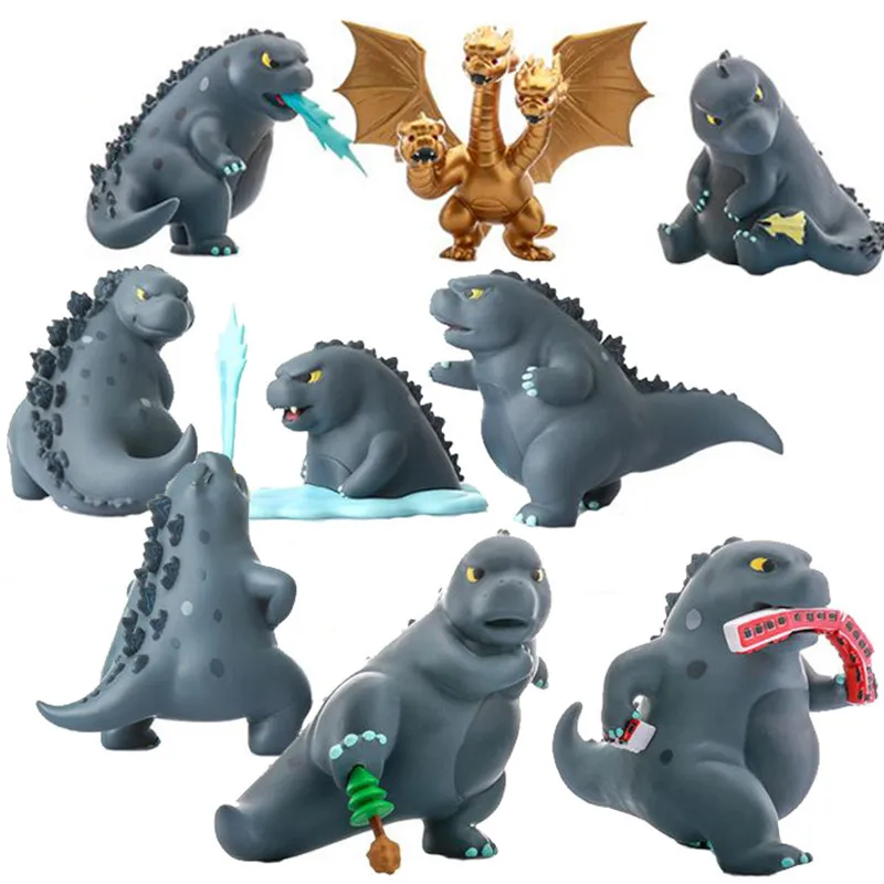 12 шт./компл. Q версия Gojira Godzilla Милая ПВХ фигурка Коллекционная модель игрушки |