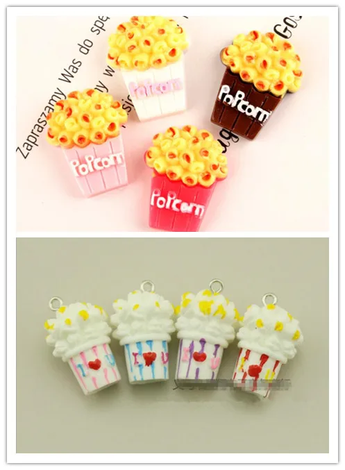 

Kawaii Смола 3D моделирование попкорн миниатюрные еда арт кабошон с плоской задней частью для рукоделия брелок декорация серьги с подвесками