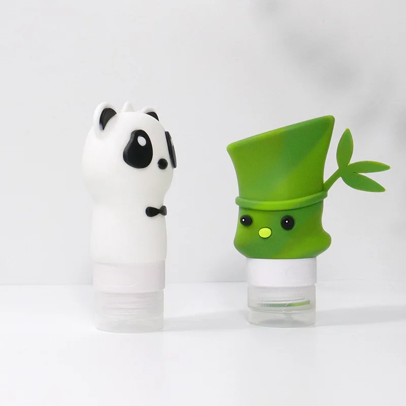 

1pc 60/90ml Silicone Cosmetics Sample Empty Bottle Cartoon Panda Bamboo Silicone Travel Package Storage Bottle Silica Gel