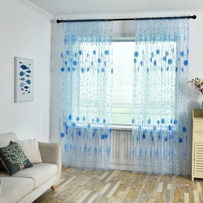 

1Pcs Unique Curtain Decorative Printing Flowers Pattern Polyester Window Curtain Home Garden Supplies