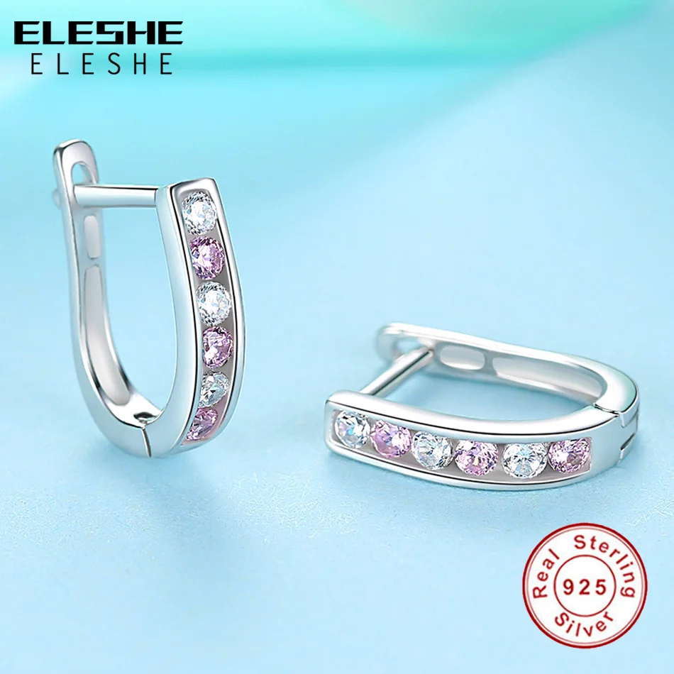 ELESHE/Рождественские ювелирные изделия розовые серьги кольца с прозрачными