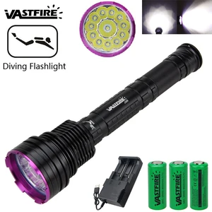 VASTFIRE подводный 100 м Дайвинг вспышки светильник Водонепроницаемый 5000lm 12X T6 Дайвинг светодиодный налобный фонарь 18650 светодиодный Перезаряжаемые ламповой фонарь светильник
