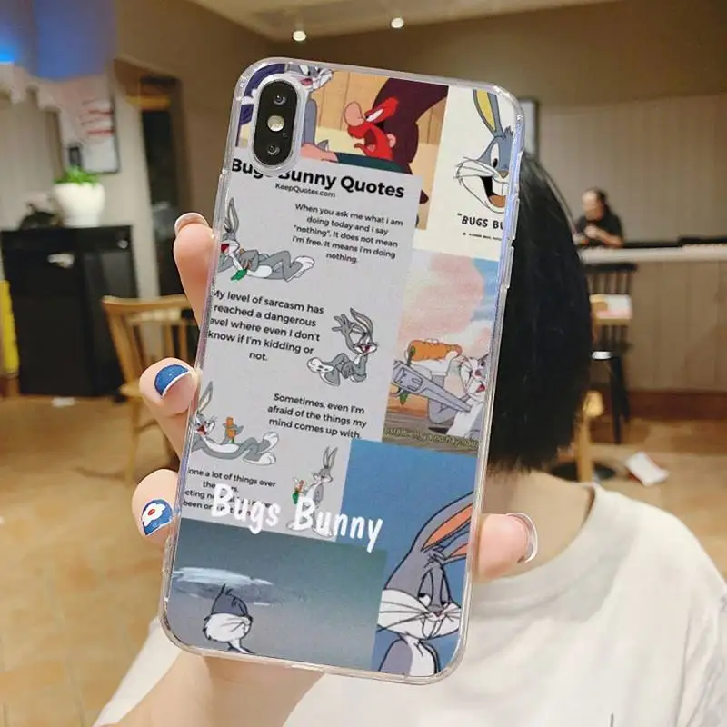 

Bugs Bunny Funny cute Cartoon Phone Case Transparent soft For iphone 5 5s 5c se 6 6s 7 8 11 12 plus mini x xs xr pro max