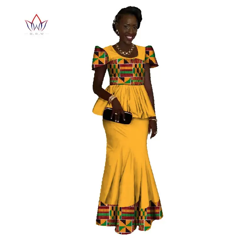Dashiki African Clothes clothing For Women O-neck Traditional Plus Size Women Clothing Two Piece Set  Ladies Skirt Suit WY1080