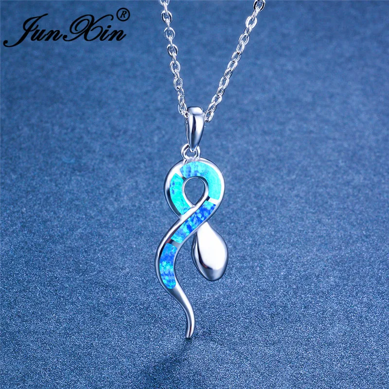 Милые животные змеиная кожа подвеска колье для женщин Настоящее серебро Цвет