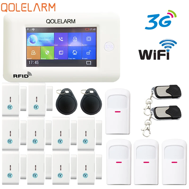 3G WIFI door sensor QOLELARM 4,3 дюймов сенсорный экран RU ES EN PL DE меню беспроводная домашняя безопасность 3g wifi GSM GPRS сигнализация RFID приложение дистанционное управление - Цвет: 3G WIFI door sensor