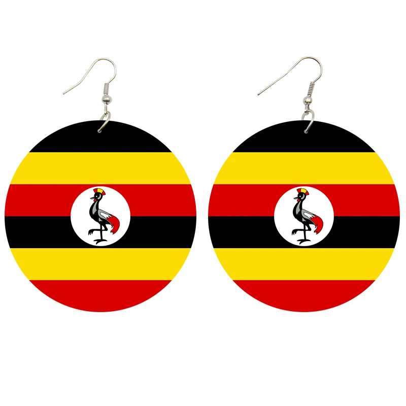 Uganda SOMESOOR Модные Печатные Национальные Флаги деревянные висячие серьги Африка Америка Европа страна персонализированные ювелирные изделия для женщин Подарки - Окраска металла: Uganda