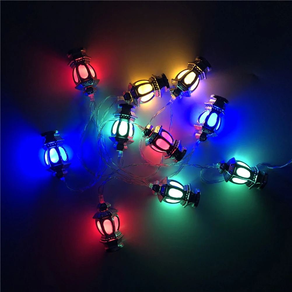 

LED Plastic Lantern Light Colorful 10 LED Pendant String Lights Ramadan Arab Festival Ornament Home Decoration