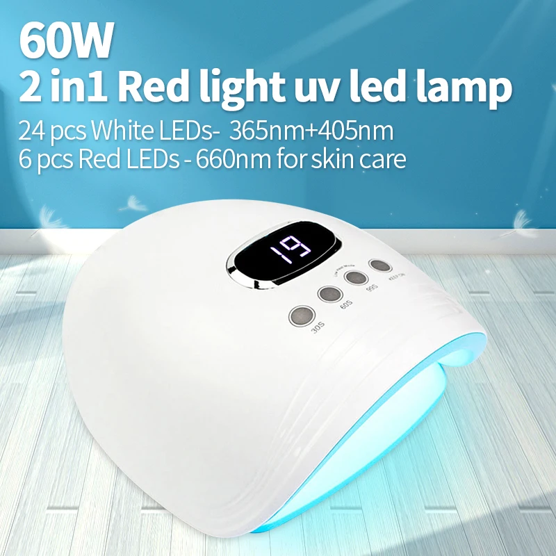 SIMINAIL 2019 60 Вт Новый светодиодный УФ лампа для маникюра отверждения гель Сушилка