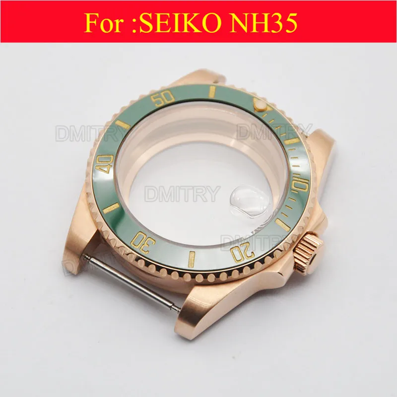 

Watch parts, 40mm Electroplated rose gold case.For 20 mm stainless steel adjustable length strap, nh35 movement case