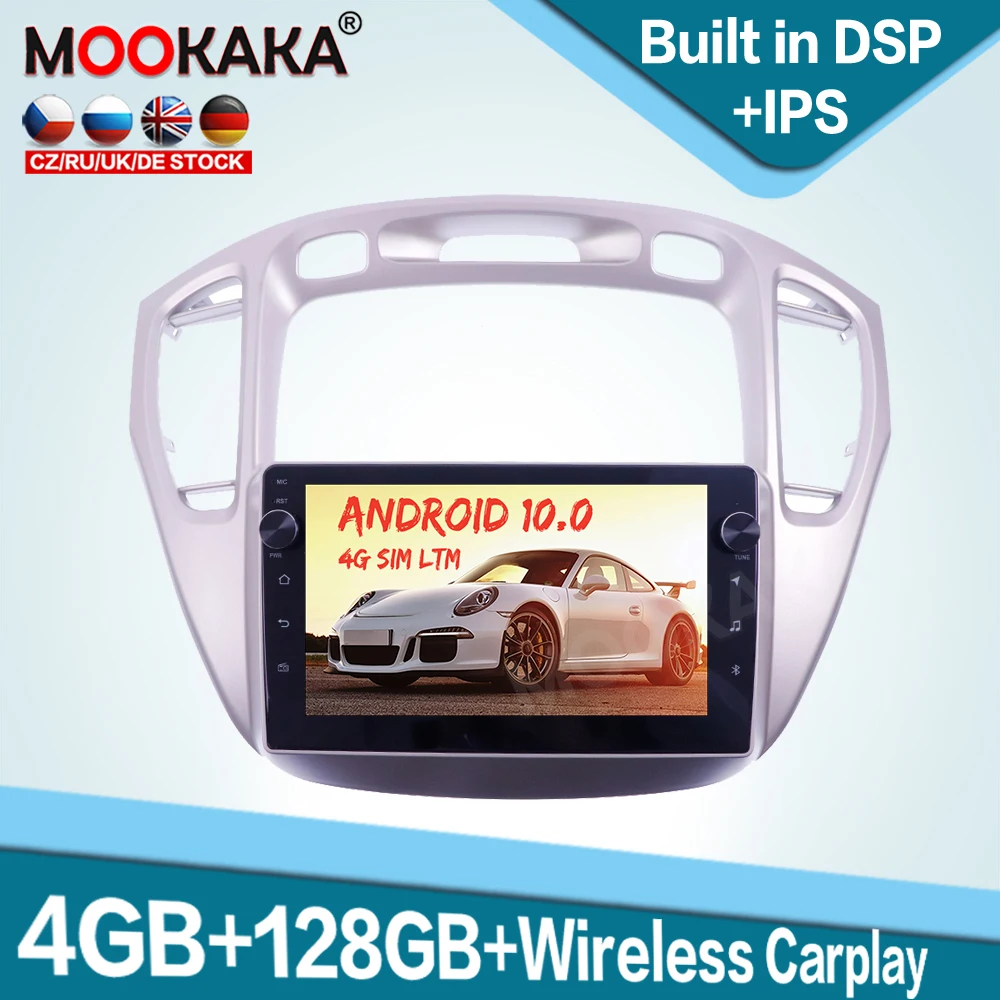 Автомобильный мультимедийный плеер Carplay 128 ГБ Android 10 для Toyota Highlander 2002-2008
