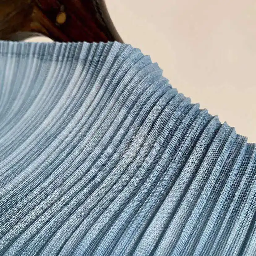 Женская плиссированная футболка Miyake летний свободный эластичный однотонный