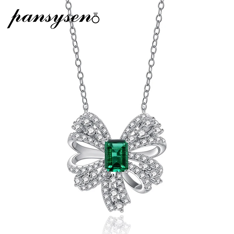 

Женское серебряное ожерелье с изумрудами PANSYSEN, массивное ожерелье с кулоном из моисанита, Подарок на годовщину, 2019